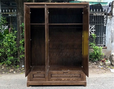 thiết kế Tá»§ quần áo gá»— óc chó GTQA04 kÃch thước 1m6, 3 cánh