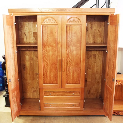 thiết kế bên trong tủ Tủ quần áo gỗ đinh hương 2m GTQA05 bốn cánh hai ngăn kéo