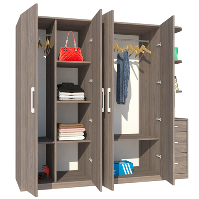 thiết kế chi tiết Tủ quần áo gỗ ép 1m6 GMDF09 2000x2000x540mm trang trà không gian phòng ngủ giá rẻ tại hà đông hà nội