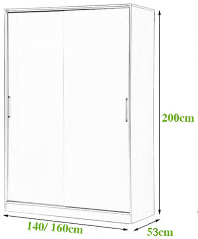 thiết kế chi tiết 2D Tủ quần áo gỗ GMDF20 rộng 120 cm cao 200 cm sâu 53 cm
