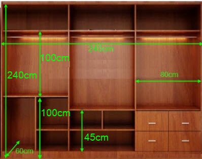 Tá»§ quần áo gá»— công nghiệp 6 cánh, 4 ngăn kéo để đồ thiết kế sang trá»ng gá»n gà ng.