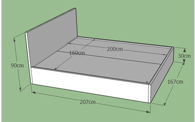 thiết kế Giường ngủ gỗ công nghiệp phủ melamine 1600x200x300mm bóng đẹp 1m6x2m, 1m8x2m, 2mx2m2