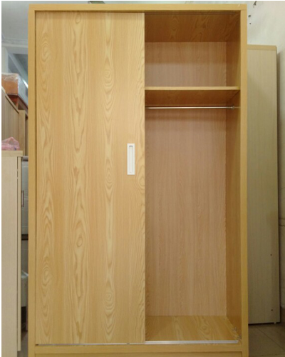 Tủ quần áo gỗ 02 cánh cửa lùa, 02 buồng chứa đồ, 0 ngăn kéo, 02 hộc để đồ gấp, 02 thanh treo quần áo