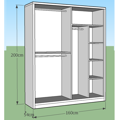 thiết kế chi tiết Tá»§ quần áo gá»— ép 1m6 GMDF08 gá»— ép kÃch thước 160x200x54cm tá»§ gá»— hai cánh