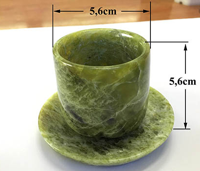 Chén: Cao: 5,6cm; rộng 5,6cm; Đĩa rộng:8,6cm