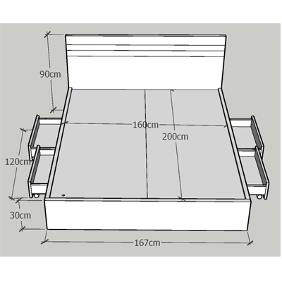 thiết kế Giường bệt gỗ ép 1m6 GMDF26 vân gỗ sồi
