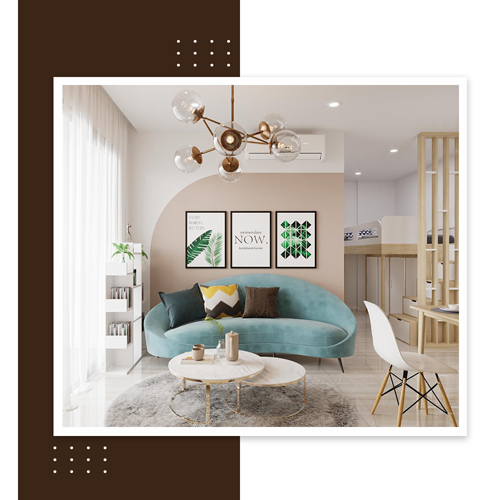 Thiết kế thi công nội thất phòng khách ban công căn hộ chung cư 36 hoàng cầu