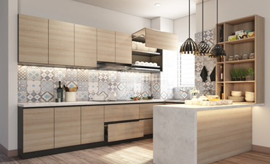 Tủ bếp lõi xanh góc chữ l chất liệu gỗ ép melamine chống ẩm chống xước