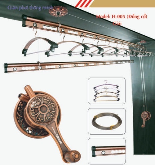Giàn phơi quần áo thông minh H-005 đồng cổ