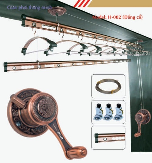 Giàn phơi thông minh mầu đồng cổ H-002 hòa phát