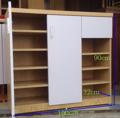 thiết kế kÃch thước chi tiếtTá»§ đựng giầy 1m gá»— công nghiệp MDF 2 cánh GTG10