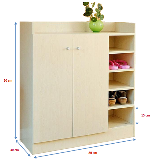 kích thước thiết kế Tủ đựng giầy 80cm gỗ công nghiệp GTG06