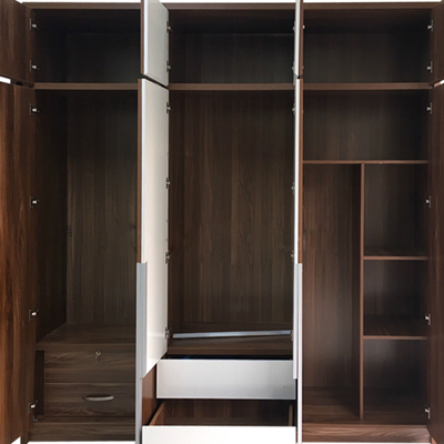 nội thất bên trong Tủ quần áo rộng 2m4 melamine óc chó