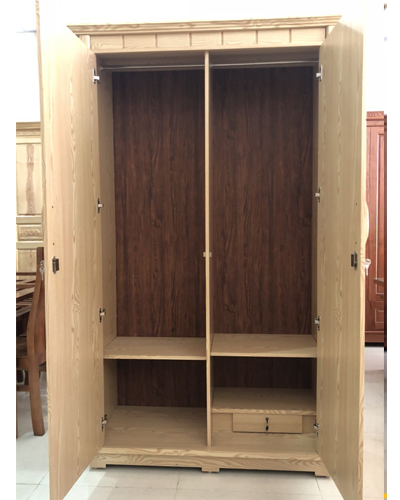 hình ảnh thực tế tủ quần áo gỗ ép công nghiêp dán Simily vân sồi rộng 1m2