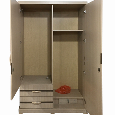buồng trong Tủ quần áo gỗ 1m2 vân gỗ kẻ GGR015 với 2 cánh phủ Simily giá rẻ