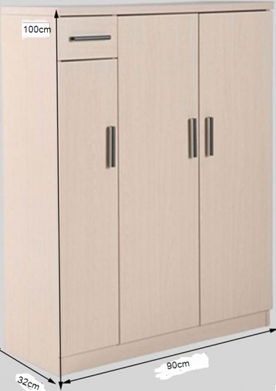 thiết kế Tủ giầy gỗ ép MFC rộng 90cm mầu trắng kẻ GTG13