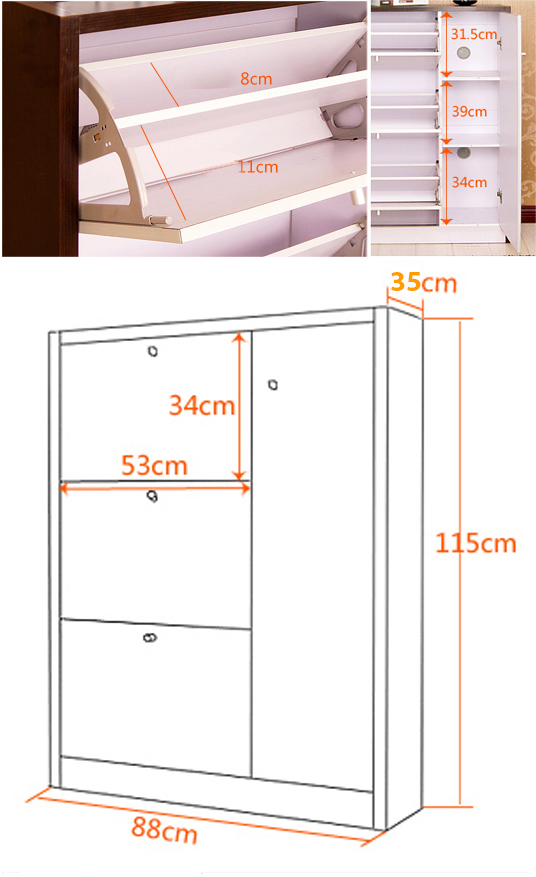kích thước Tủ gỗ 03 khay dẻ quạt + 01 khoang cánh mở chia đợt gỗ để giầy dép…