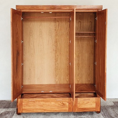 Thiết kế bên trong Tá»§ quần áo 3 cánh gá»— Äinh Hương cánh phảng thiết kế hai buồng 1m6x210c60 giá rẻ