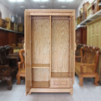 thiết ké bên trong Tủ đựng quần áo gỗ sồi 2 cánh giá rẻ Hà Nội GTQA15, Cao 2m – Ngang 1,2m giá rẻ tại hà nội