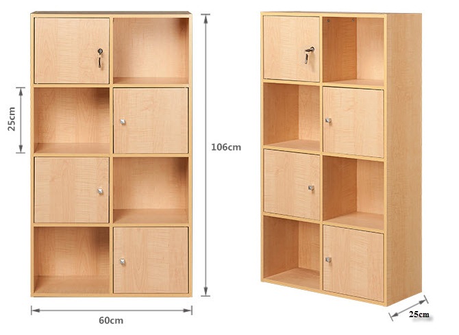 thiết kế Kệ sách gỗ ép MFC rộng 60cm mầu vân sồi