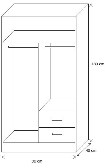 Thiết kế chi tiết tủ quần áo 2 cánh mà u trắng rộng 90cm