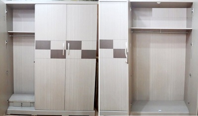 hình ảnh bên trong tủ quần áo gỗ công nghiệp nâu cafe 1m6 giá rẻ