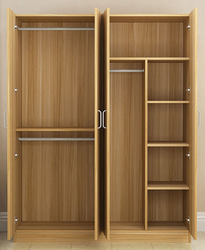 thiết kế Tủ quần áo gỗ ép công nghiệp mà u trắng rộng 1m6x2m4 giá rẻ