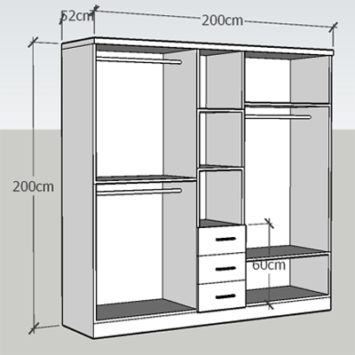 buồng trong Chi tiết thiết kế tủ quần áo gỗ 5 cánh