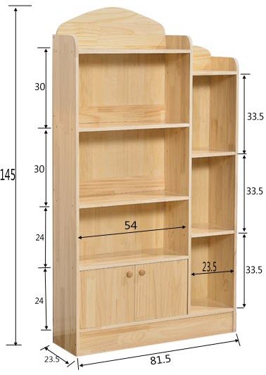 thiết kế chi tiết kệ sách gỗ cao su tự nhiên rộng 81 cm giá rẻ