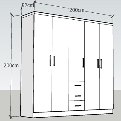 Chi tiết thiết kế tủ quần áo gỗ 5 cánh