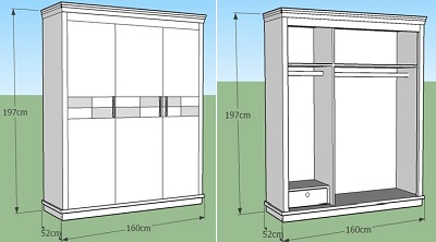 Thiết kế chi tiết tủ quần áo gỗ công nghiệp nâu cafe 1m6