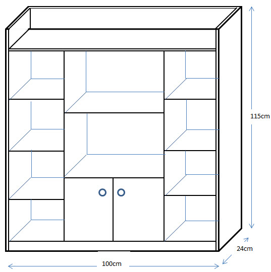 thiết kế chi tiết kệ sách 100cm