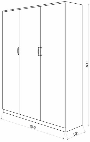 thiết kế Tá»§ quần áo 3 cánh cá»a mở rá»™ng 1m2x1m8x50cm giá rẻ