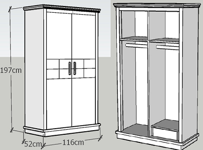 Thiết kế chi tiết bản vẽ Tủ quần áo gỗ MDF rộng 120cm mầu nâu cafe