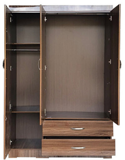 Bên trong tủ quần áo Thiết kế tủ quần áo gỗ ép 3 cánh mở bản lề