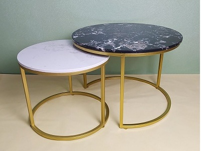 Bà n sofa phòng khách chân sắt sơn tĩnh điện và ng mặt đá đen trắng vân mây