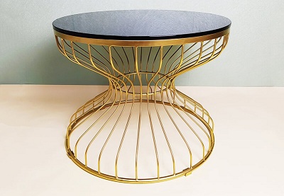 Bà n trà đồng hồ cát mặt kÃnh Ä‘en 60cmx45cm hiện đại