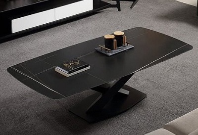 Bà n sofa phòng khách chân tréo sơn tĩnh điện măt gốm ceramic đen hiện đại