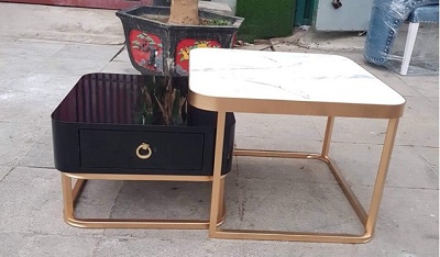 Bà n vuông sofa mặt kÃnh kết hợp mặt đá