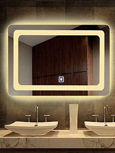 Gương chữ nhật đèn nét viền trong nút cảm ứng giá rẻ