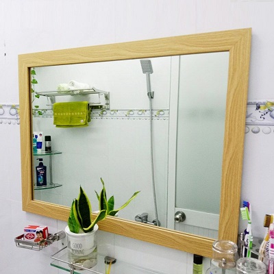 gương khung gá»— sồi phòng tắm 60x80cm sang trá»ng