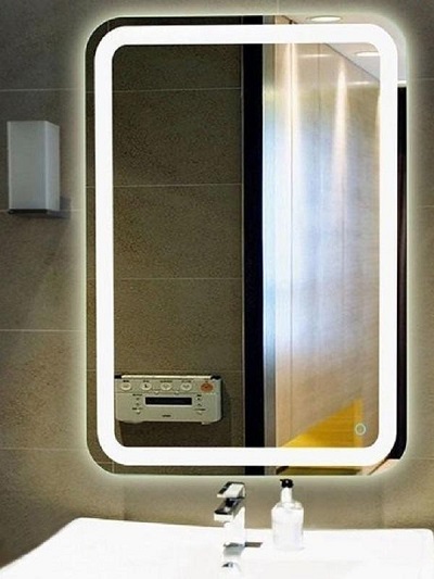 Gương chữ nhật đèn nét trắng viền trong giá rẻ