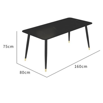 thiết kế Bà n ăn mặt đá Ä‘en ceramic bóng kÃch thước dà i 1m2 rá»™ng 70cm cao 75 cm