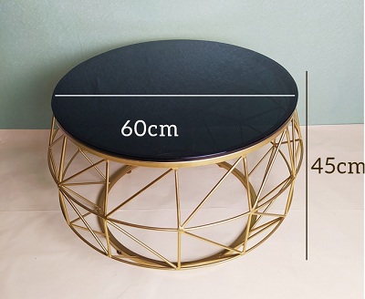Kích thước bàn trà bàn sofa mặt kính mặt đá đen trắng đường kính 60 cao 45 cm