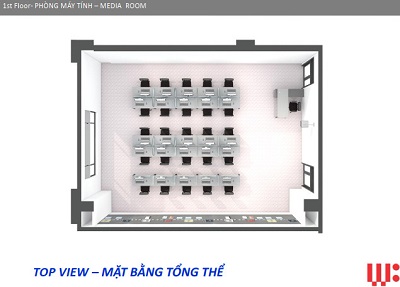 tổng quan Nội thất khu phòng máy tính trường học