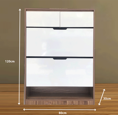 thiết kế thá»§ giầy thông minh 2 cánh láºt kết hợp hai ngăn kéo để đồ cao 1m2 rá»™ng 80cm