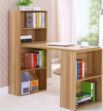 Bà n là m việc kết hợp giá sách vân gỗ