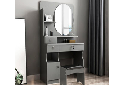 Bà n phấn gỗ ép ghi xám đa tầng 80cm BP29 kết hợp 3 ngăn kéo