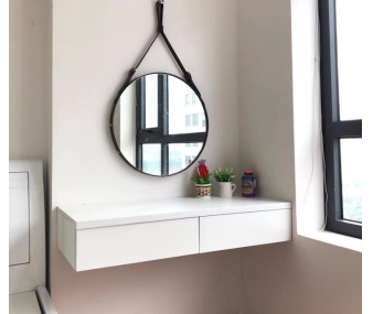 Bàn trang điểm treo tường kết hợp gương treo tường màu trắng gỗ ép công nghiệp giá rẻ