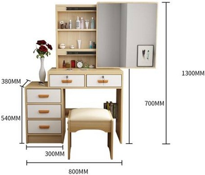 Bà n Phấn Có Gương Trượt Kèm Ghế Äệm Decor Phòng Ngá»§ Äẹp